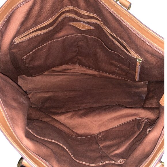 Fossil Womens Julia Brown Pebble Leather Tote Bag Shoulder Bag With Key Charm - Picture 5 of 7